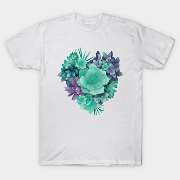 Succulent Love I // heart T-Shirt by SelmaCardoso